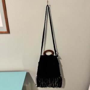 Black Fringe Women Bag